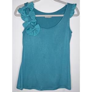 Cremieux Women’s Top Coquette Bows Tank Y2K Teal Stretch